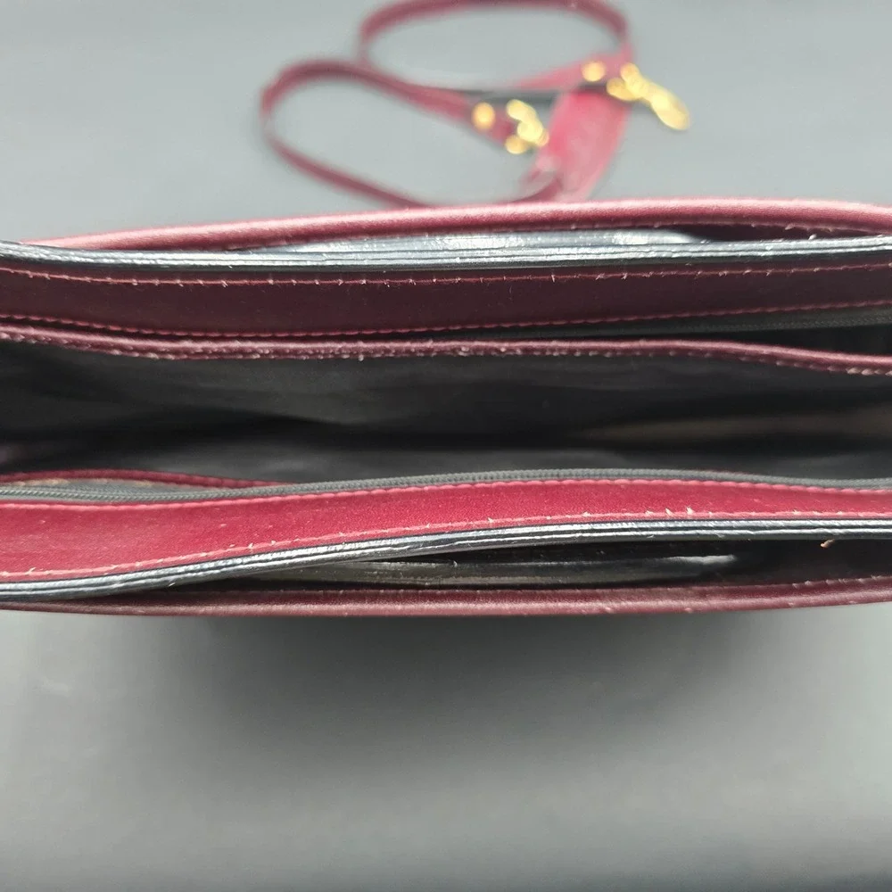 Stelco Vintage Burgundy Genuine Deep Buff Leather Briefcase Attache Bag Mens